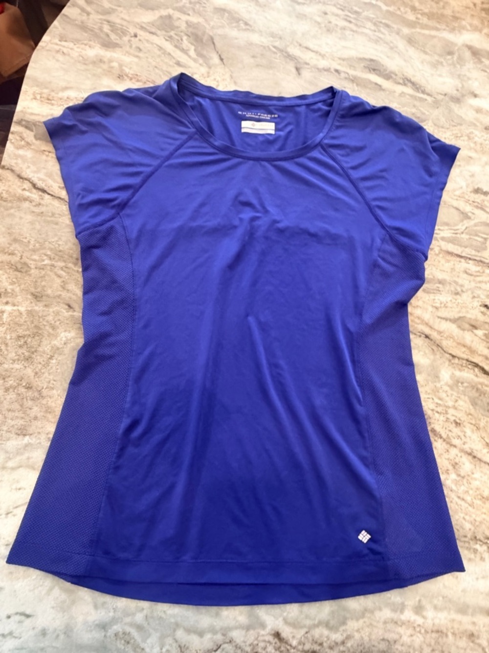 Columbia Omni Freeze Shirt Womens Medium Blue Athletic Cooling Performance Top